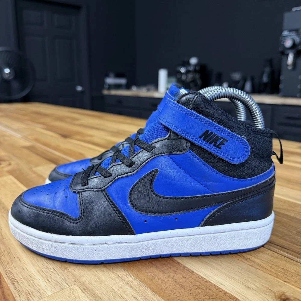 Nike Court Borough Mid 2 Shoes Youth 2.5Y Blue Basketball Sneakers CD7783-404